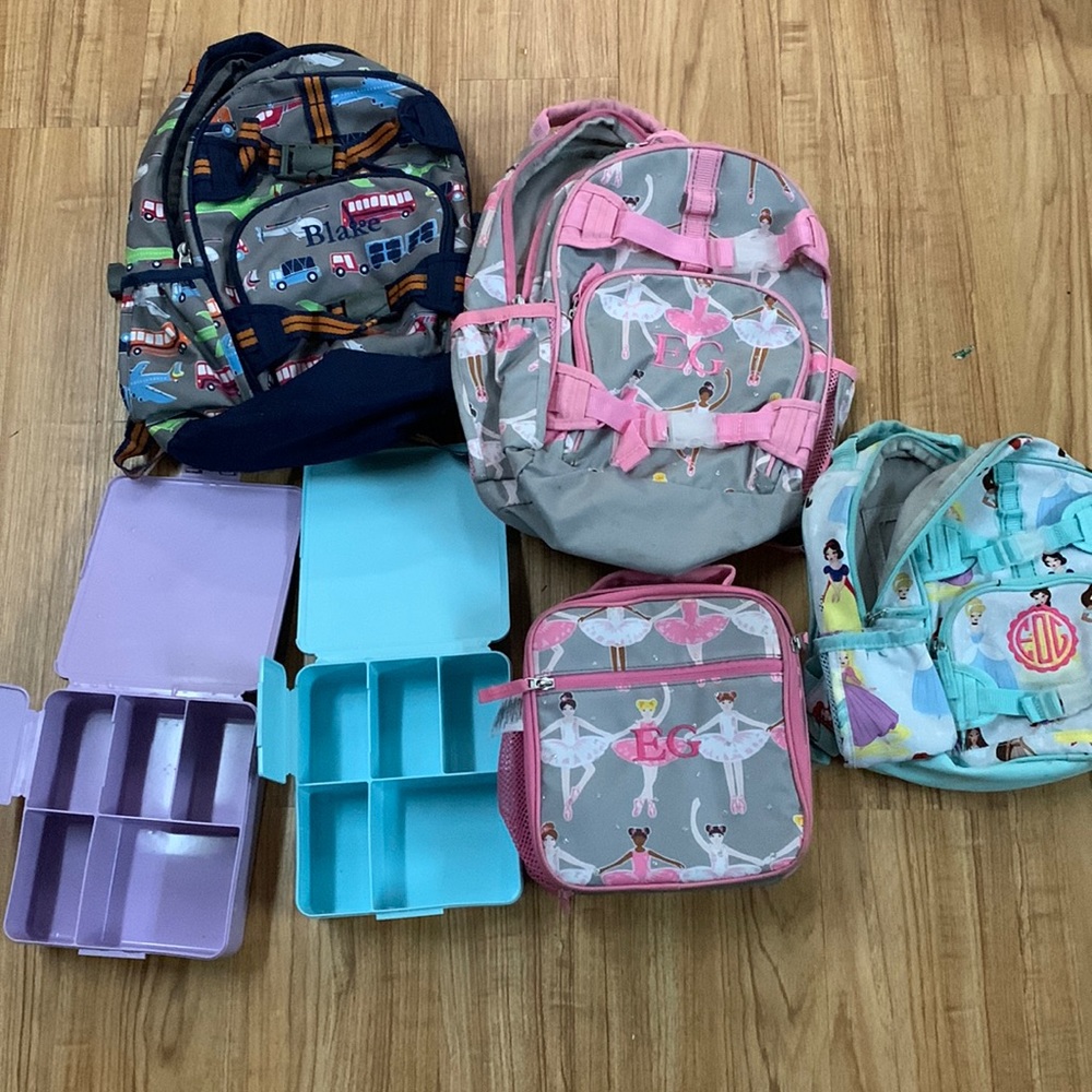 6 piece pottery barn kids backpack lunchbox bundle